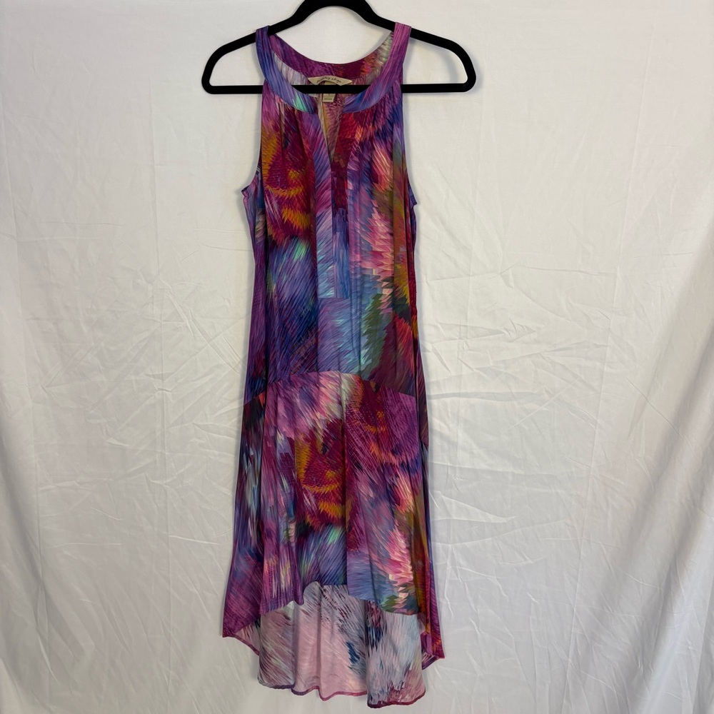 Presley Skye 100% Silk Pink and Purple Kaleidoscope Hi-lo Dress Sz L